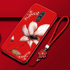 Custodia Silicone Gel Morbida Fiori Cover H02 per Huawei Mate 20 Lite Rosso