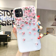 Custodia Silicone Gel Morbida Fiori Cover H03 per Apple iPhone 11 Rosa