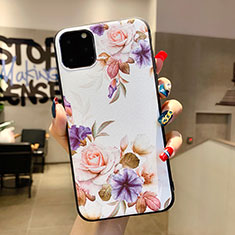 Custodia Silicone Gel Morbida Fiori Cover H04 per Apple iPhone 11 Pro Max Bianco