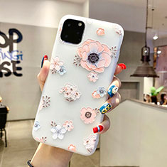 Custodia Silicone Gel Morbida Fiori Cover H19 per Apple iPhone 11 Pro Max Bianco