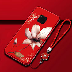 Custodia Silicone Gel Morbida Fiori Cover K01 per Huawei Mate 20 Pro Rosso