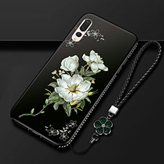 Custodia Silicone Gel Morbida Fiori Cover K01 per Huawei P20 Pro Nero