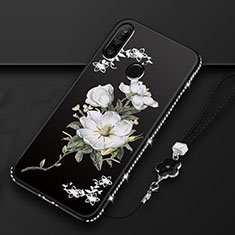 Custodia Silicone Gel Morbida Fiori Cover K01 per Huawei P30 Lite New Edition Nero