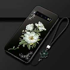 Custodia Silicone Gel Morbida Fiori Cover K01 per Samsung Galaxy S10 5G Bianco