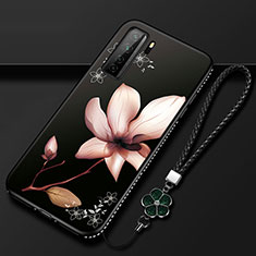 Custodia Silicone Gel Morbida Fiori Cover K02 per Huawei Nova 7 SE 5G Marrone
