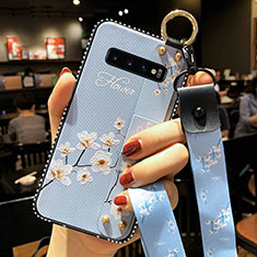 Custodia Silicone Gel Morbida Fiori Cover K02 per Samsung Galaxy S10 5G Cielo Blu