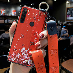 Custodia Silicone Gel Morbida Fiori Cover K02 per Xiaomi Redmi Note 8 (2021) Rosso