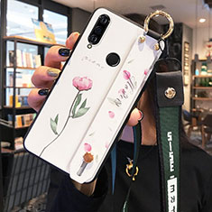 Rosa Custodia Silicone Gel Morbida Fiori Cover K03 per Huawei P30 Lite Rosa