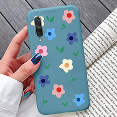 Custodia Silicone Gel Morbida Fiori Cover K07 per Xiaomi Mi A3 Blu