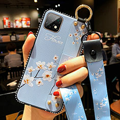 Custodia Silicone Gel Morbida Fiori Cover per Huawei Enjoy 20 5G Azzurro