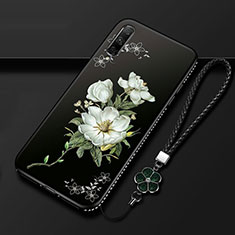 Custodia Silicone Gel Morbida Fiori Cover per Huawei Honor 9X Pro Bianco