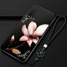 Custodia Silicone Gel Morbida Fiori Cover per Huawei Nova 6 5G Marrone