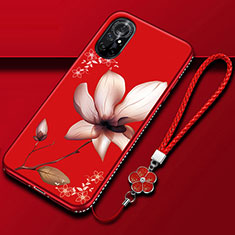 Custodia Silicone Gel Morbida Fiori Cover per Huawei Nova 8 5G Rosa