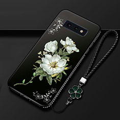 Custodia Silicone Gel Morbida Fiori Cover per Samsung Galaxy S10e Bianco