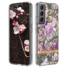 Custodia Silicone Gel Morbida Fiori Cover per Samsung Galaxy S21 5G Viola