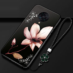 Custodia Silicone Gel Morbida Fiori Cover per Xiaomi Poco F2 Pro Nero