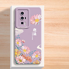 Custodia Silicone Gel Morbida Fiori Cover per Xiaomi Poco F5 Pro 5G Lavanda