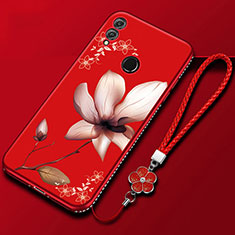Custodia Silicone Gel Morbida Fiori Cover S01 per Huawei Honor 10 Lite Rosso Rosa