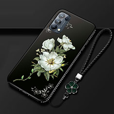 Custodia Silicone Gel Morbida Fiori Cover S01 per Oppo Reno5 Pro 5G Nero