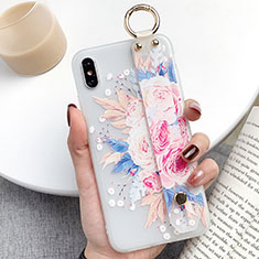 Custodia Silicone Gel Morbida Fiori Cover S02 per Apple iPhone X Multicolore