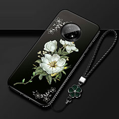 Custodia Silicone Gel Morbida Fiori Cover S02 per Huawei Enjoy 20 Plus 5G Nero