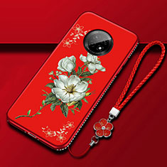 Custodia Silicone Gel Morbida Fiori Cover S02 per Huawei Enjoy 20 Plus 5G Rosso Rosa