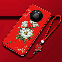 Custodia Silicone Gel Morbida Fiori Cover S02 per Huawei Mate 40 Pro Rosso