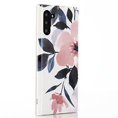 Custodia Silicone Gel Morbida Fiori Cover S02 per Samsung Galaxy Note 10 Rosa