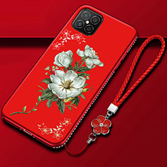 Custodia Silicone Gel Morbida Fiori Cover S03 per Huawei Nova 8 SE 5G Rosso