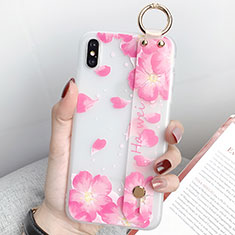 Custodia Silicone Gel Morbida Fiori Cover S04 per Apple iPhone Xs Max Rosa