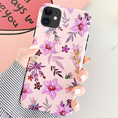 Custodia Silicone Gel Morbida Fiori Cover S07 per Apple iPhone 11 Viola