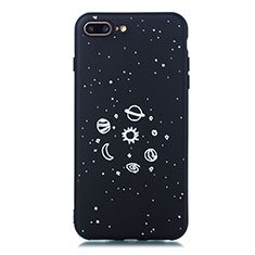 Custodia Silicone Gel Morbida Mistica Luna Stelle Cover per Apple iPhone 8 Plus Nero