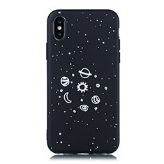 Custodia Silicone Gel Morbida Mistica Luna Stelle Cover per Apple iPhone Xs Max Nero