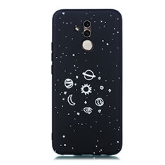 Custodia Silicone Gel Morbida Mistica Luna Stelle Cover per Huawei Mate 20 Lite Nero