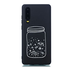 Custodia Silicone Gel Morbida Mistica Luna Stelle Cover per Huawei P30 Bianco