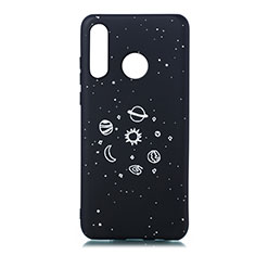 Custodia Silicone Gel Morbida Mistica Luna Stelle Cover per Huawei P30 Lite New Edition Nero