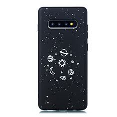 Custodia Silicone Gel Morbida Mistica Luna Stelle Cover per Samsung Galaxy S10 5G Nero