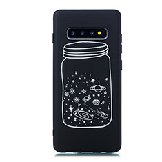 Custodia Silicone Gel Morbida Mistica Luna Stelle Cover per Samsung Galaxy S10 Bianco