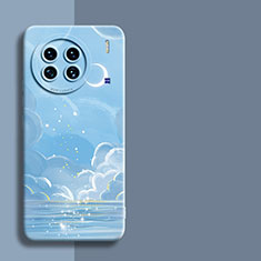 Custodia Silicone Gel Morbida Mistica Luna Stelle Cover per Vivo X90 Pro 5G Blu