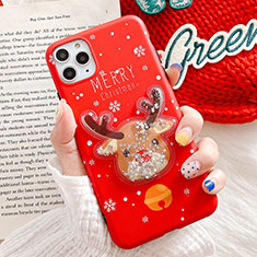 Custodia Silicone Gel Morbida Natale Cover C01 per Apple iPhone 11 Pro Rosso