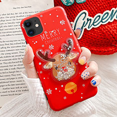 Custodia Silicone Gel Morbida Natale Cover C01 per Apple iPhone 11 Rosso