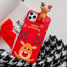 Custodia Silicone Gel Morbida Natale Cover C02 per Apple iPhone 11 Pro Rosso