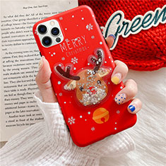 Custodia Silicone Gel Morbida Natale Cover per Apple iPhone 12 Pro Max Rosso