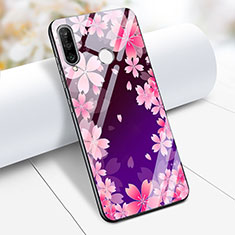 Custodia Silicone Laterale Fiori Specchio Cover S01 per Huawei P30 Lite Viola