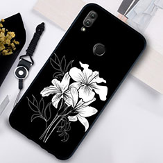 Custodia Silicone Laterale Fiori Specchio Cover S02 per Huawei Honor 10 Lite Bianco