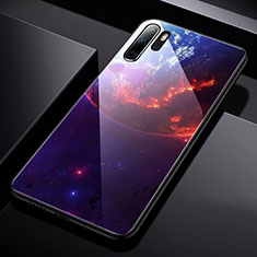 Custodia Silicone Laterale Mistica Luna Stelle Specchio Cover per Huawei P30 Pro New Edition Viola