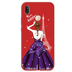 Custodia Silicone Morbida Abito Ragazza Cover S02 per Huawei Nova 3e Rosso