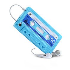Custodia Silicone Morbida Cassetta per Apple iPhone 4 Cielo Blu