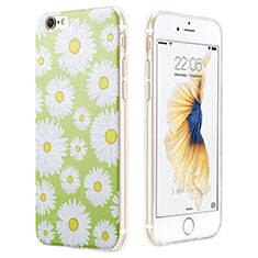 Custodia Silicone Morbida Fiori per Apple iPhone 6 Verde