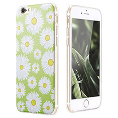 Custodia Silicone Morbida Fiori per Apple iPhone 6S Plus Verde